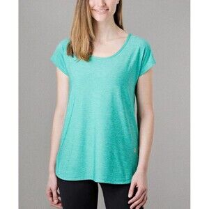 Tuff Athletics Keyhole Yoga Shirt Short Sleeve Workout Top Women's Medium Green